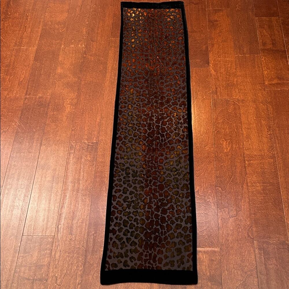 Witchy Velvet Burnout Chic Dark Iridescent Animal Print Scarf with Black Border